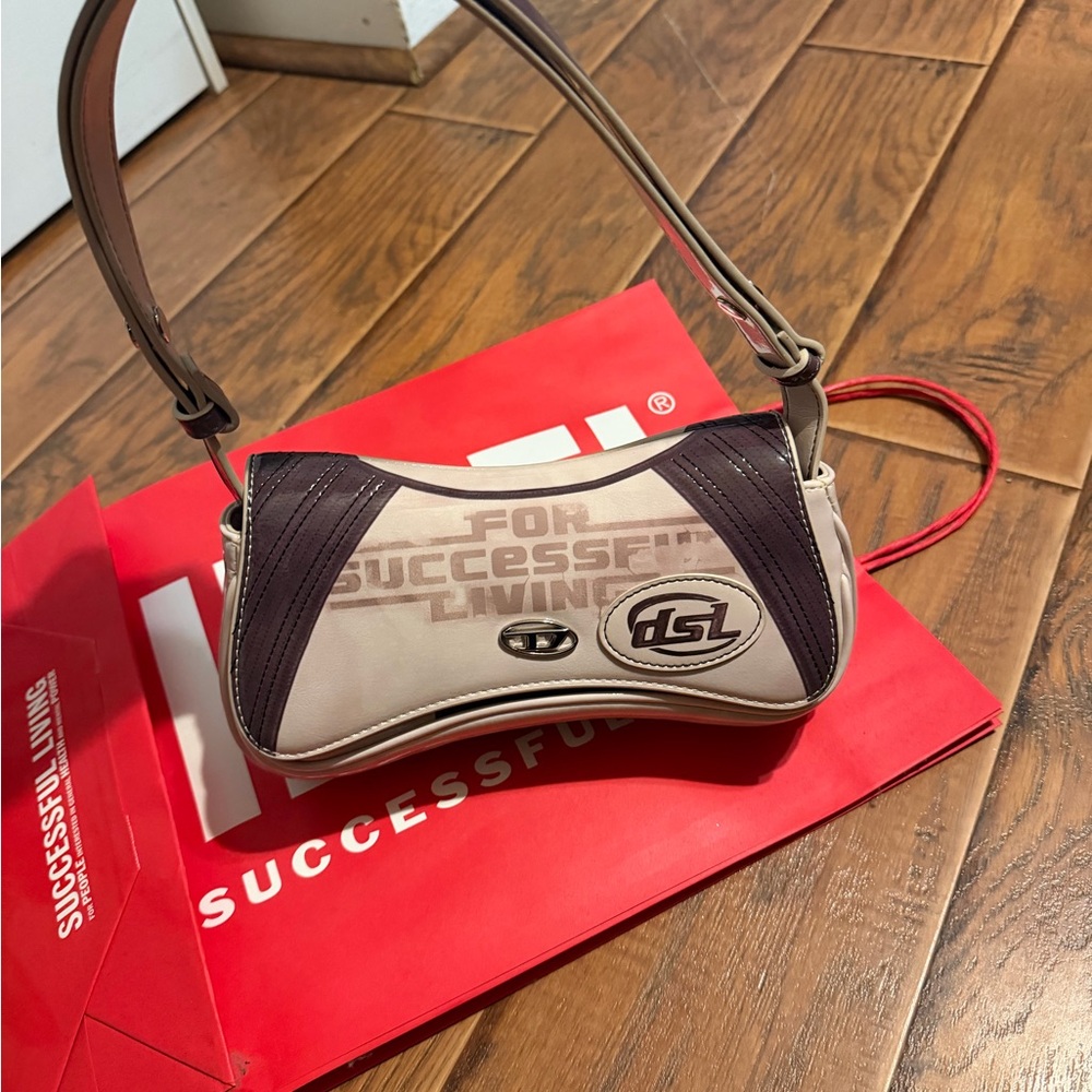 Diesel Beige and Brown Shoulder Bag WORN ON RUNWAY!!